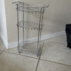 Home Slimline Floor Stand Bathroom Shelve Storage, Chrome