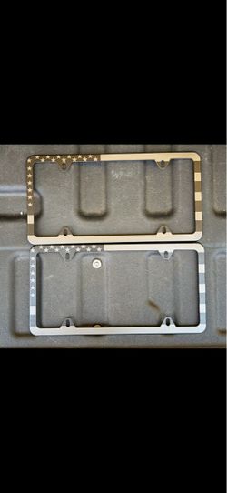 Black US Flag License Plate Frames