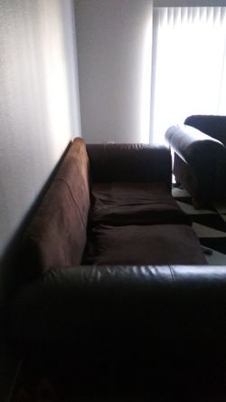 Big Brown leather suade couches