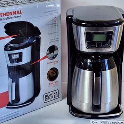 BLACK+DECKER 12-Cup Thermal Coffeemaker, Black/Silver #949
