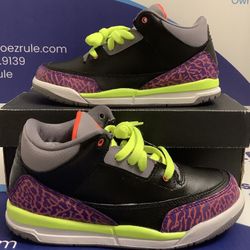 Size 2.5y|Like New Air Jordan 3 Black Atomic Red Kids Size 2.5y