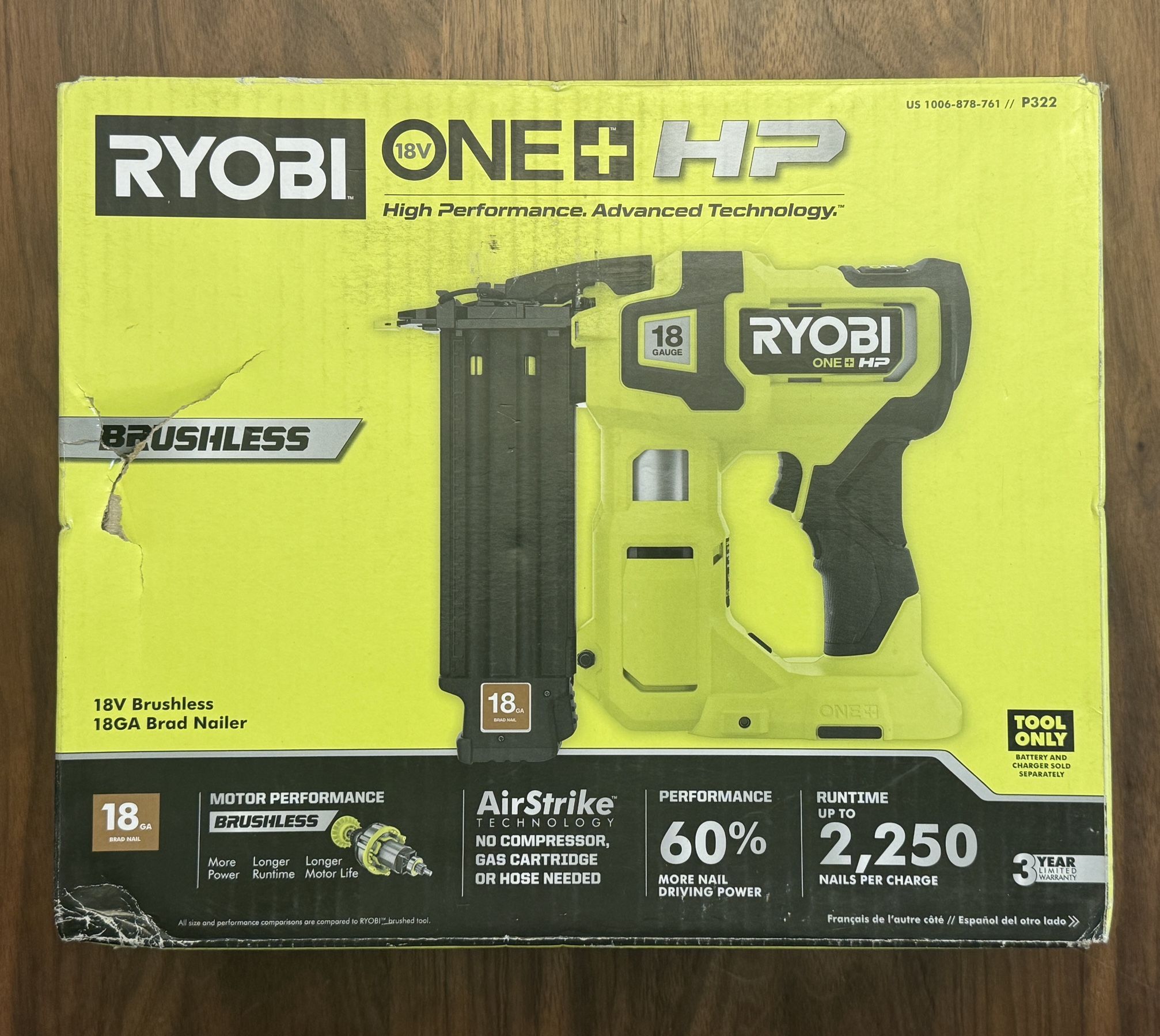 Ryobi Airstrike 18 Gage Brad Nailer