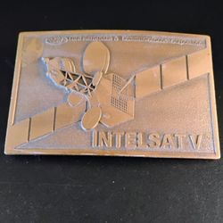 Vintage Intelsat V Satellite Brass Belt Buckle