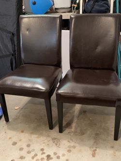 2 Brown Leather Chairs
