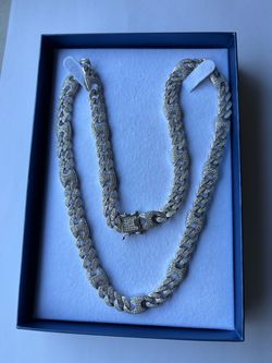 925 Sterling Silver Moissanite Iced Cuban Chain/Necklace