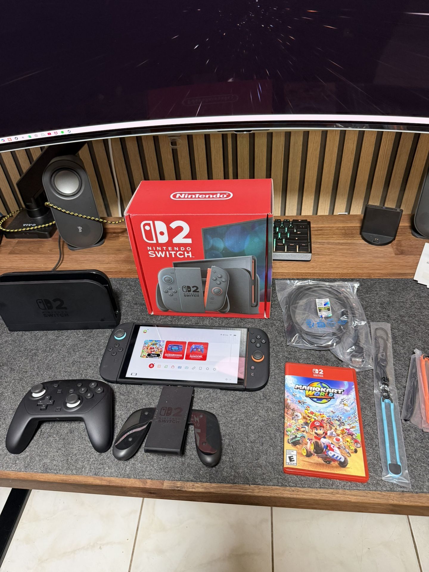 Nintendo Switch 2 + Pro Controller And Mario Kart World