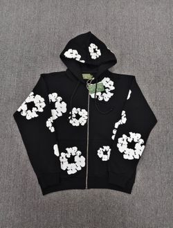 Denim Tears Cotton Wreath Full Zip Hoodie Black/White Size Medium (M) New