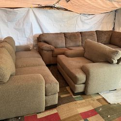 Oversized very heavy duty gray couch with matching chair great condition clean we saw all the time delivered $50