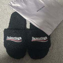 Balenciaga fur slides 