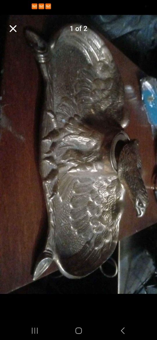 Neoclassical Brass Eagle Inkwell