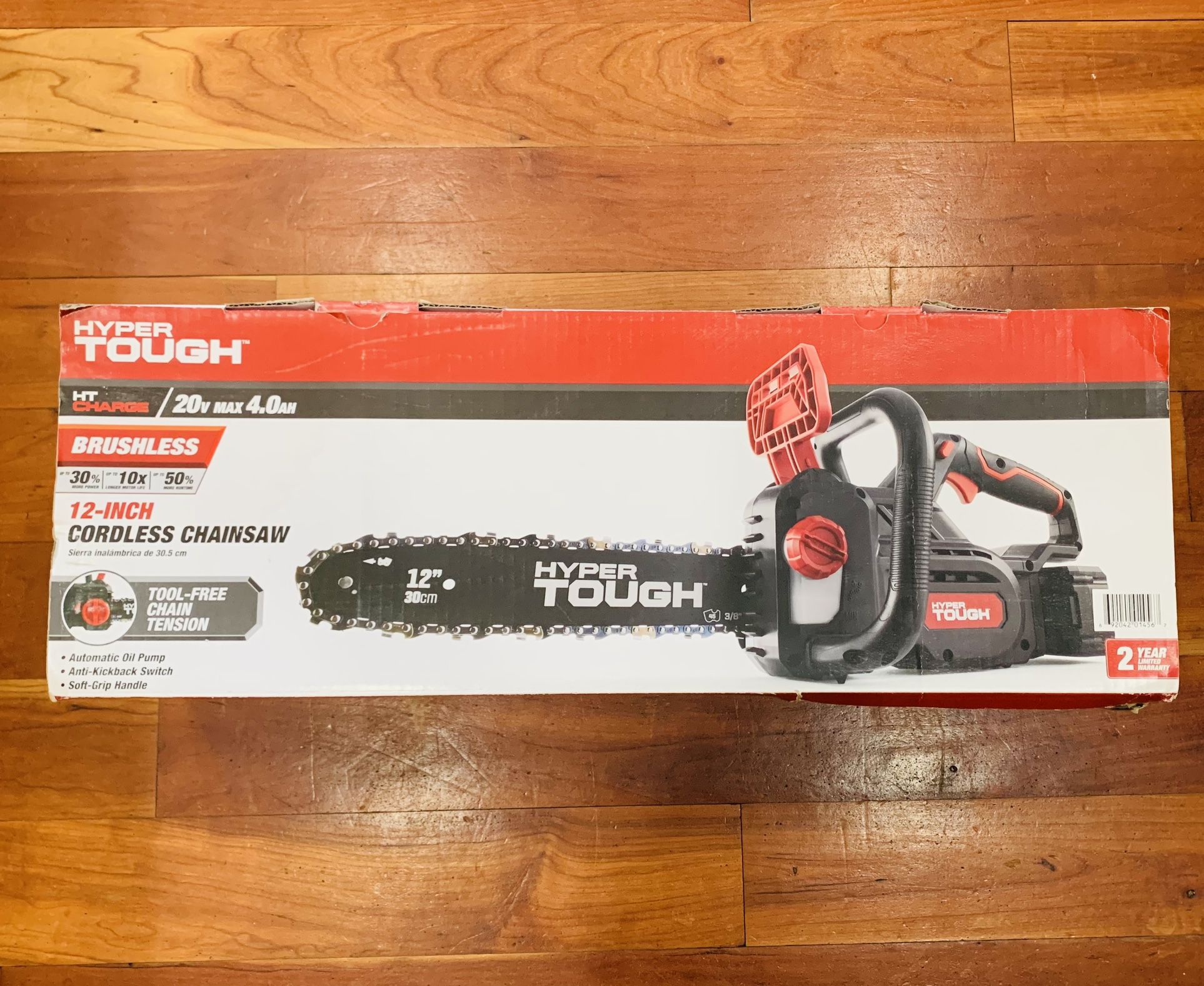 Hyper Tough 20V 4.0Ah Battery Powered 12" Brushless Chainsaw, HT22-401-03-03