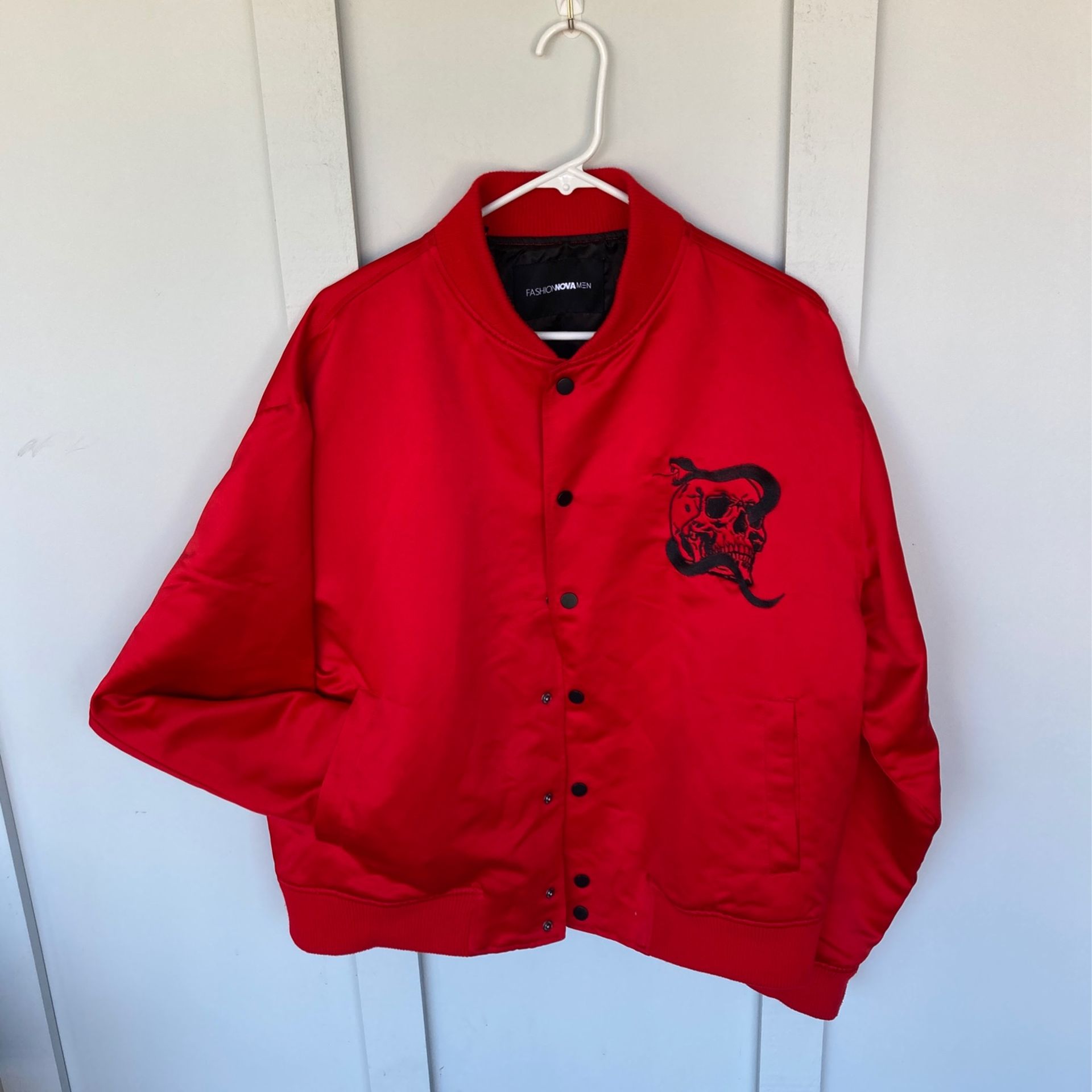 Fashion Nova Bomber Jacket Satin Red