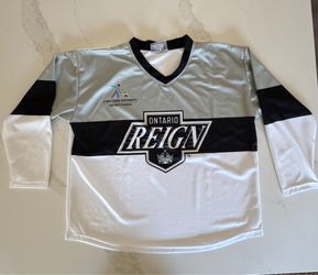 Coyote Promotions Ontario Reign Hockey Jersey Y-L Gray/ Black/White