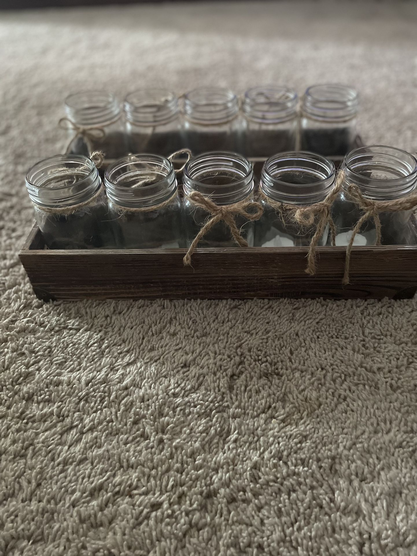 Glass Jars with Wood Crate 