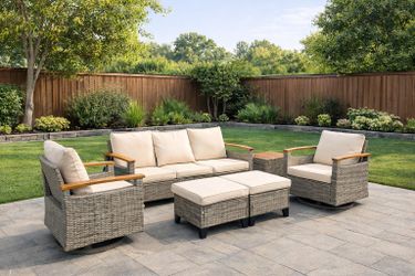 4pc patio rocking chair set with ottomans and sofa patio set