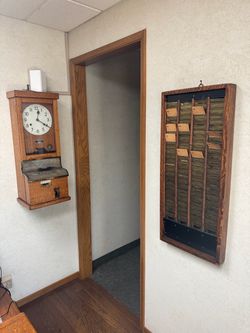 Antique Circa 1900 British Time-Recorder w/ time card/rack