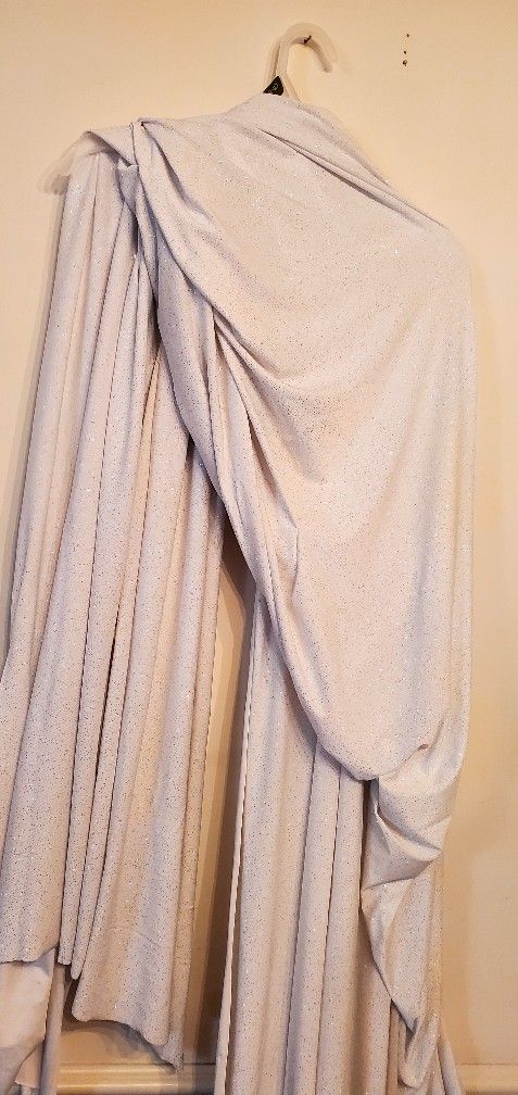 WHITE SPARKLY GLITER FABRIC 4.5 YARDS LONG, 69" WIDE