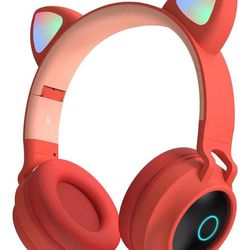 Cute Cat Ear HEADPHONES LED Light Bluetooth Wireless 
