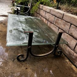 Antique Solid Iron Scrolled Table Base 18" x28"x54" W 