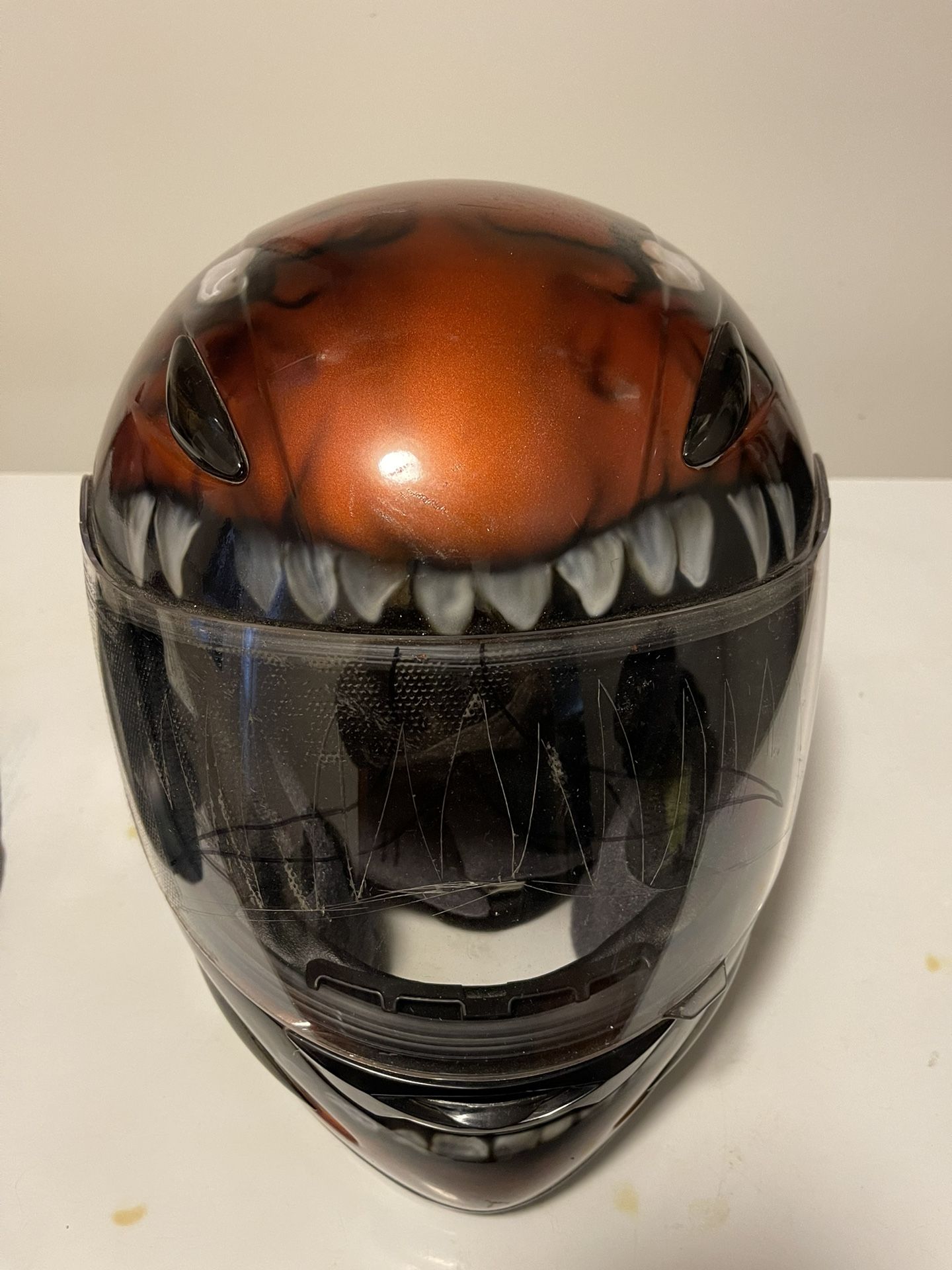 HJC Xtra Large Motorcycle Helmet Custom Pumpkin Head Air Brush