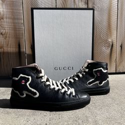 Gucci Leather High Cut Sneakers  Panther Patch 