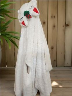 ღ Cozy Critter White Unicorn Hooded Plush Wrap