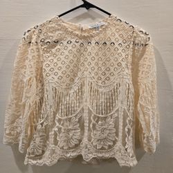 Cream Lace Crochet Blouse