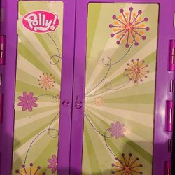 Polly Pocket Cruisin' Closet Rolling Storage Case W/Long Pull Out Handle For Travel For Doll Clothes