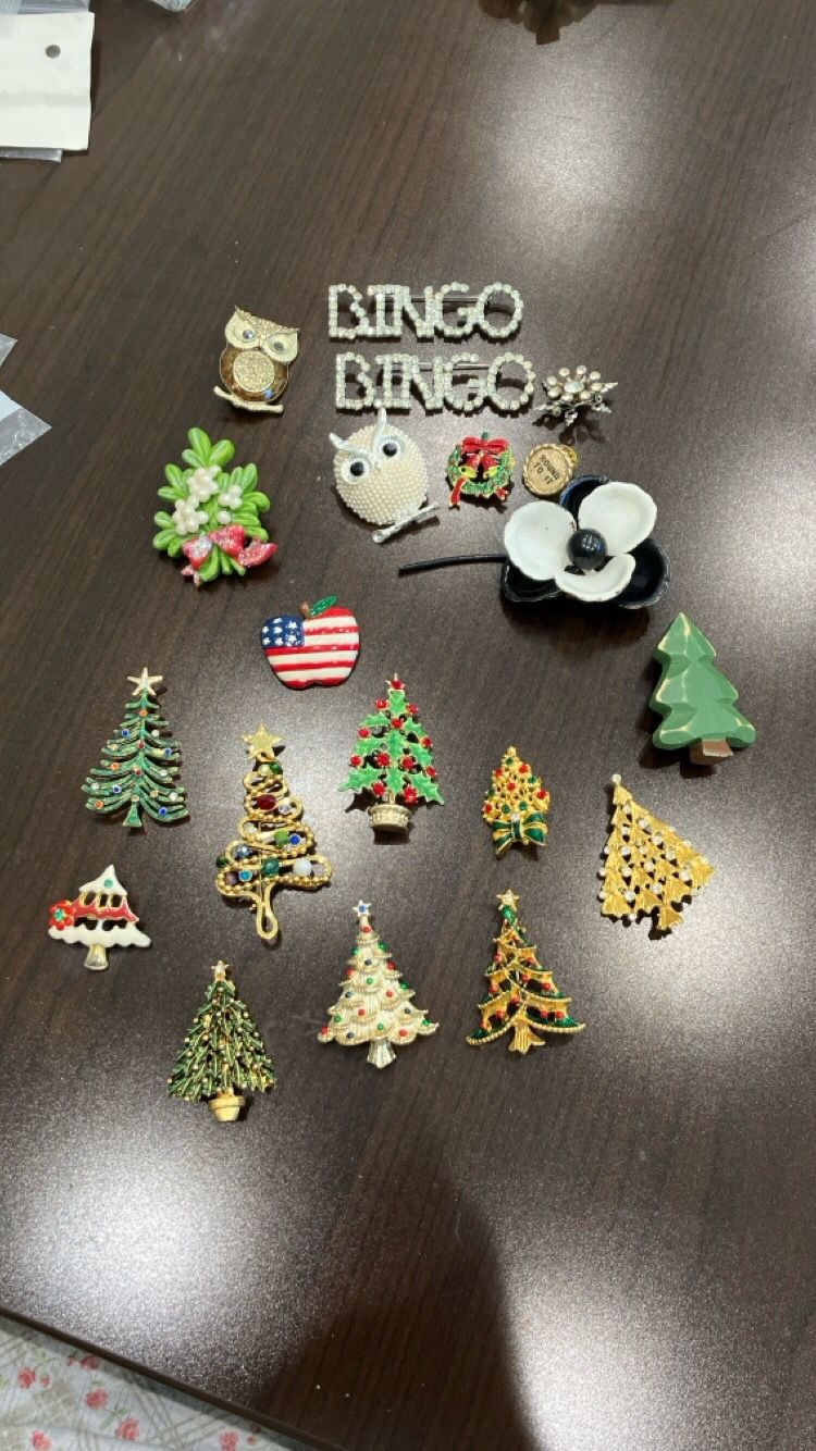 Brooches $5 each, misc small pins less amount