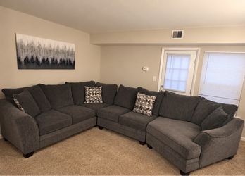 Dark Gray L-Shaped Sectional Sofa – Great Condition