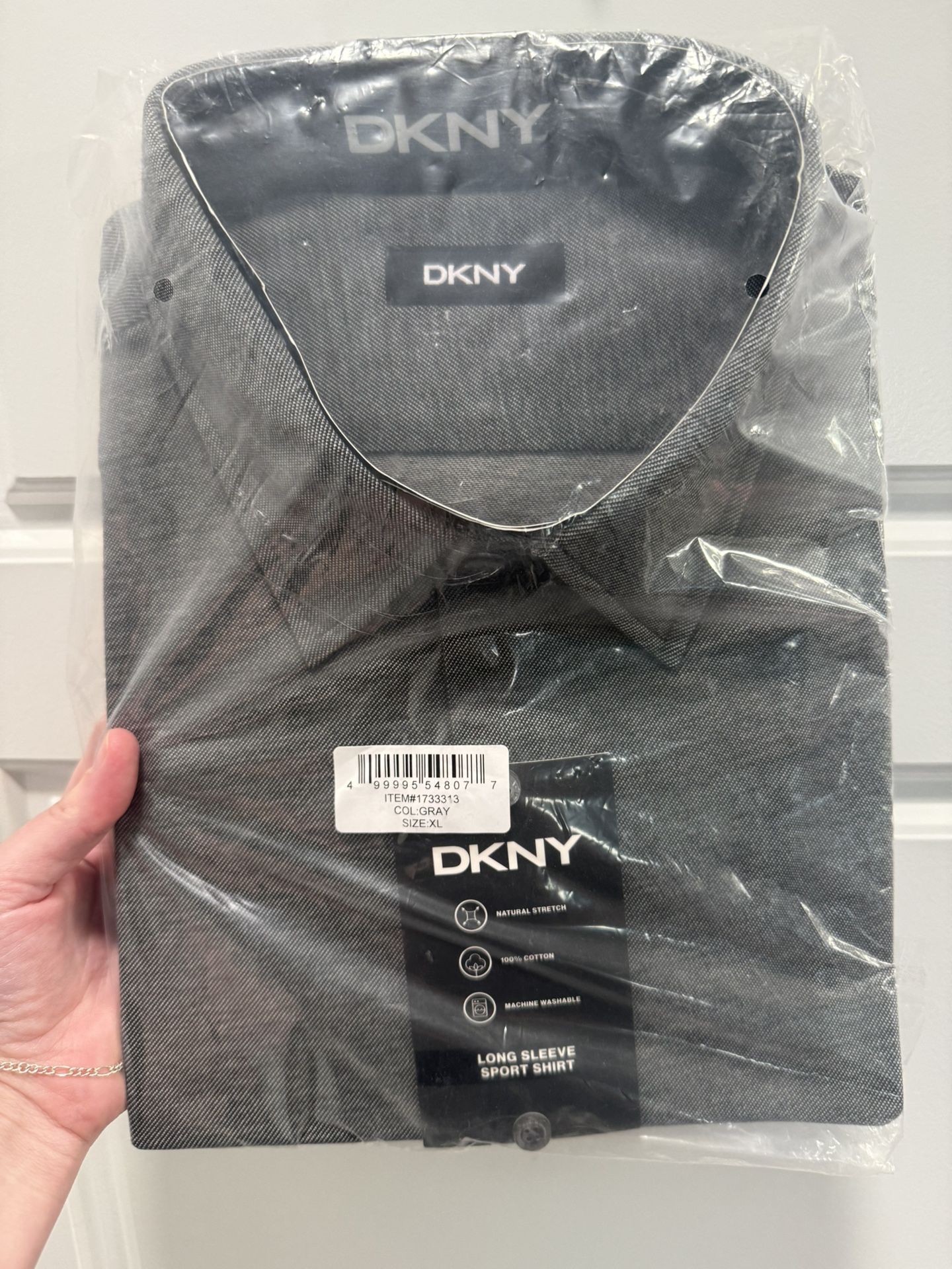 DKNY Men’s Button Down Shirt- Gray