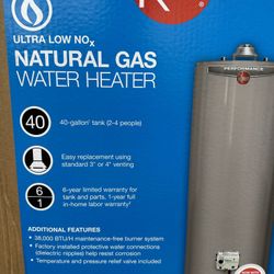 Water Heater 40 Gallons NEW In BOX Rheem Water Heater. Calenton De Agua 40 Galones NUEVO 