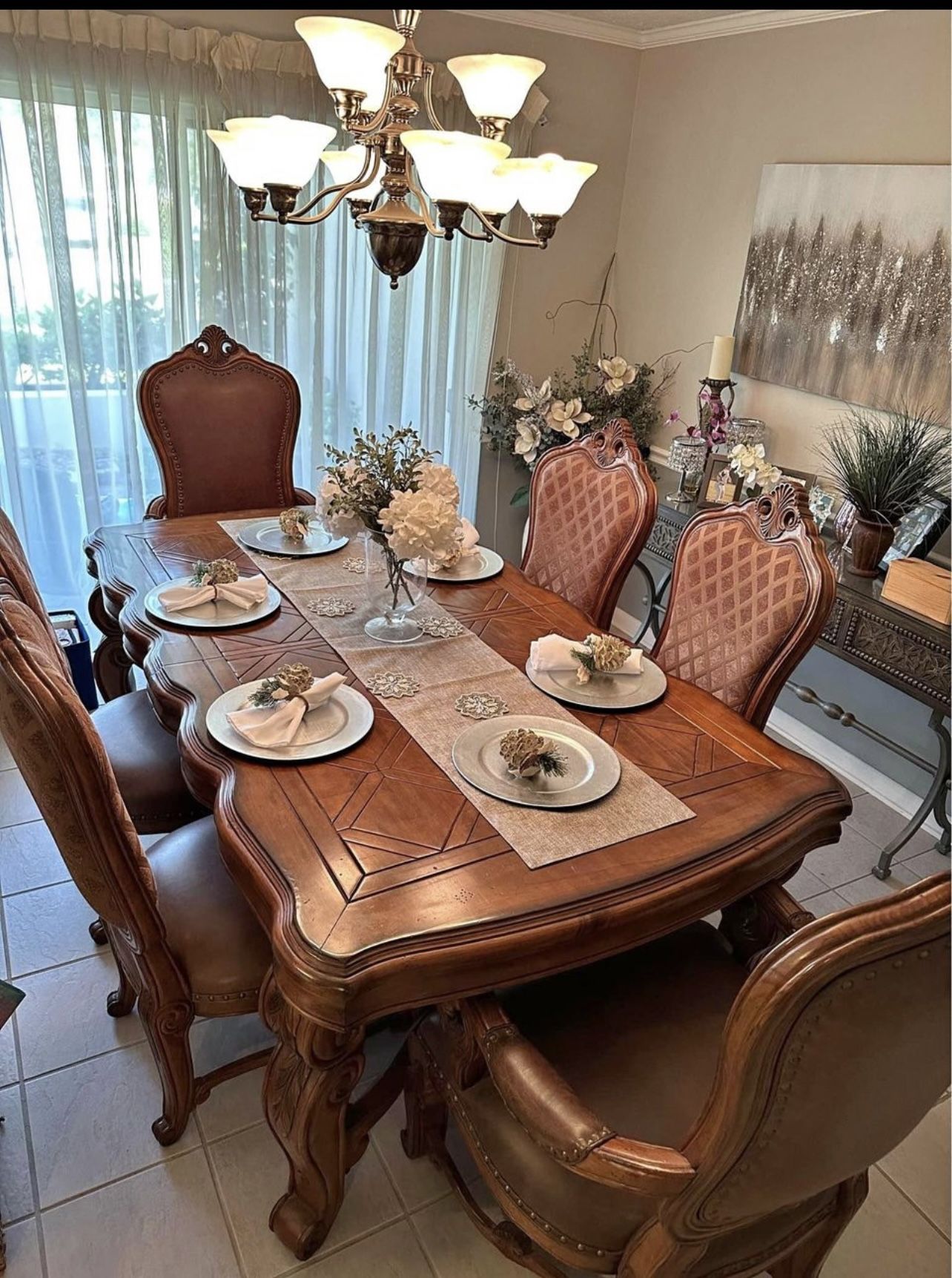 Tuscano Dining Room Table And 8 Chairs ( Deliver Available