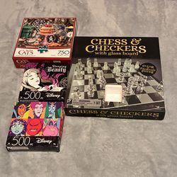 Glass Chess Set And Puzzles