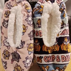 Two Pairs DISNEY FUZZY BABBA SLIPPER SOCKS One Size FIts,Most  7-9.5" NEW