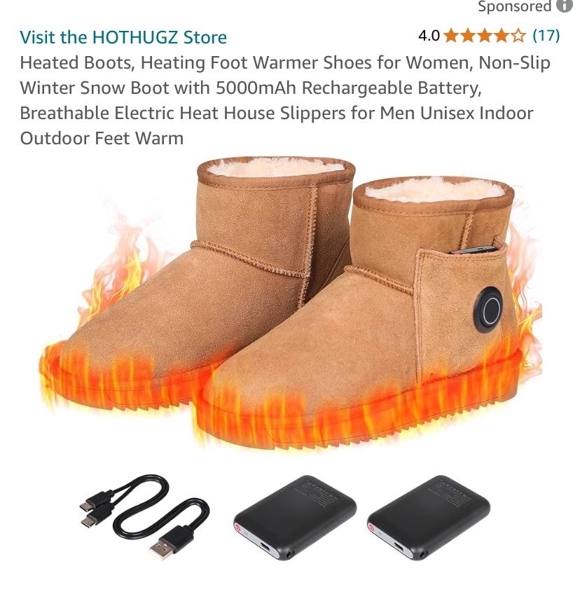 HOTHUGZ heated boots with rechargeable battery