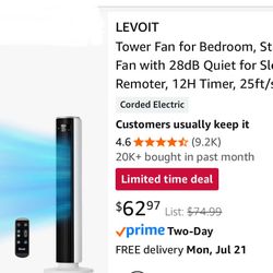 LEVOIT 36” Standing Tower Fan