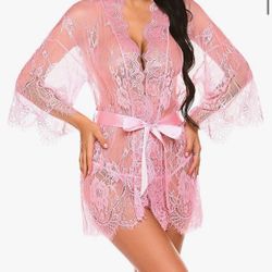 Avidlove Lingerie Robes for Women Sheer Kimono Robe  Nightgowns V Neck Sleepwear