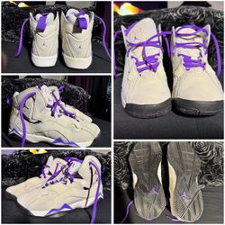 Air Jordan true flight GS base gray purple venom basketball sneaker