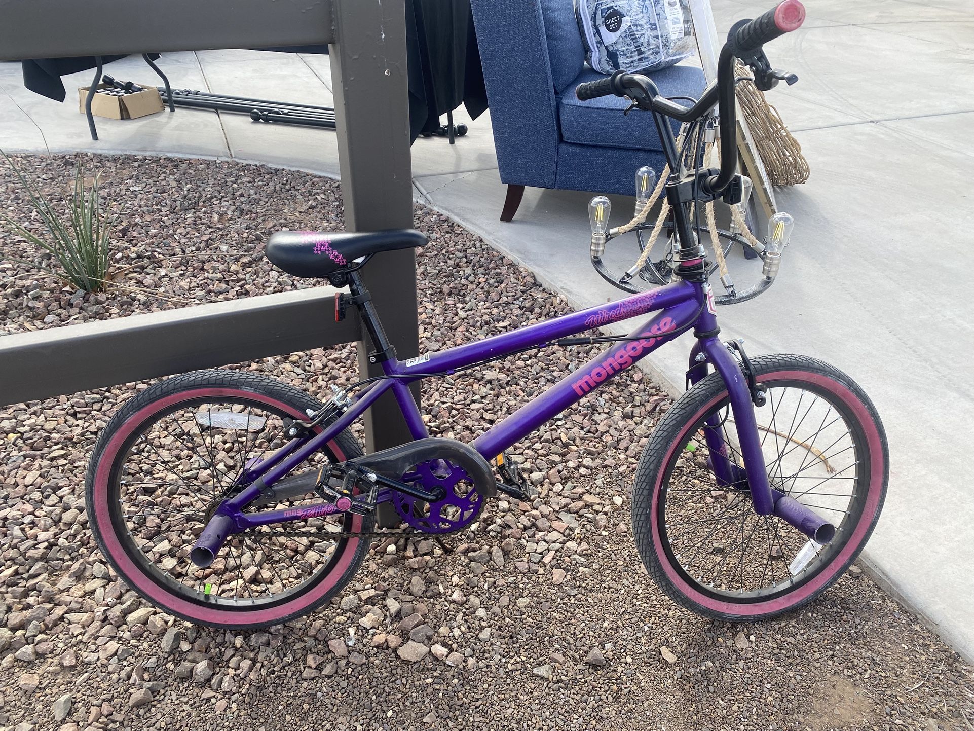 Mongoose Bmx 20” Bike Pink Purple With Pegs