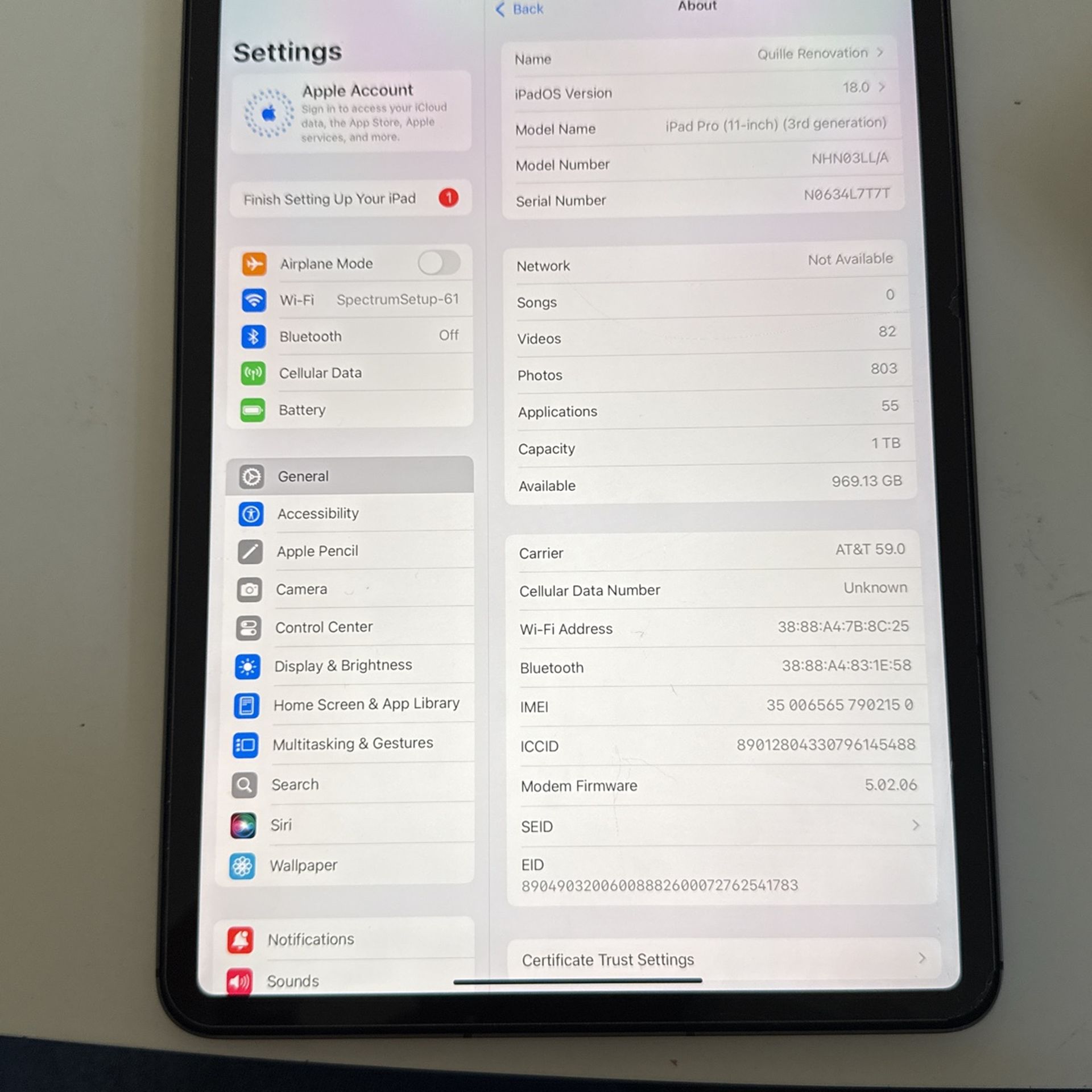 iPad Pro 11inch Cellular Data And WiFi