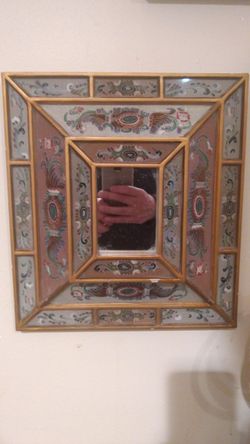 Antique mirror with handpainted details