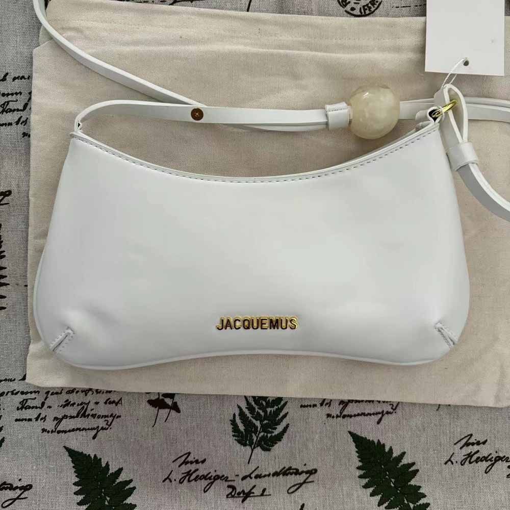 Jacquemus Le Bisou Perle Leather White Shoulder Bags