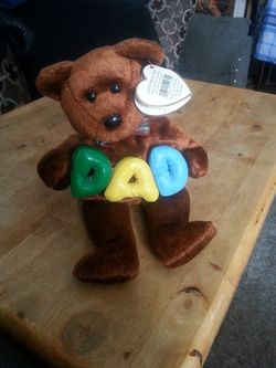 Brown beanie baby bear Dad