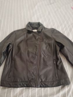 Black Faux Leather Zip-Up Jacket