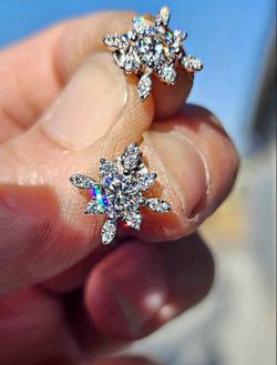 0.5 Carat Moissanite 18kt White Gold Plated Sterling Silver Earrings