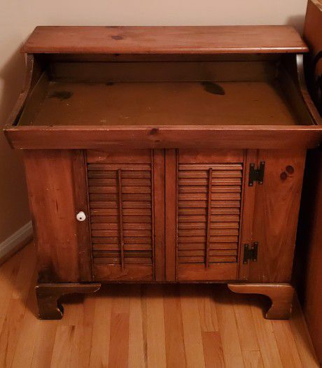Antique Solid Wood Dry Sink With Storage Cabinet Removable copper lining Tray