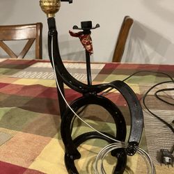Hand Made Cowboy Horseshoe Lamp
