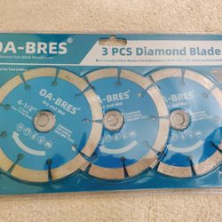NEW! 3-PACK 4-1/2" Diamond Saw Blades (Dry/Wet) - Tile, Concrete, Masonry