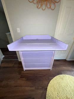 Lavender 4-Drawer Dresser with Fold-Out Top – Pastel Storage Chest